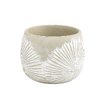 Zementtopf Blätter beige-weiß 92 812 Ø12xH10,5cm